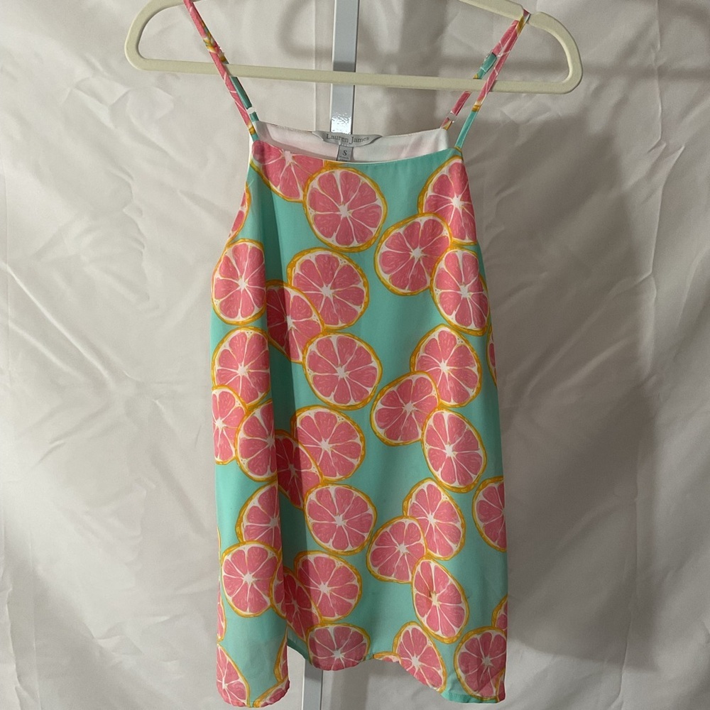 Lauren James Pink and Yellow Citrus Tank Top